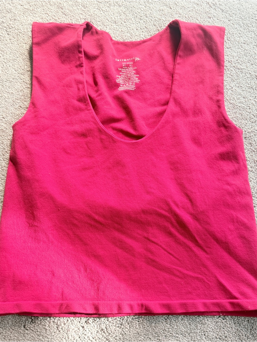 Free People red scoop neck tank top attached bralette size M/L